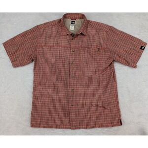 The North Face Men's M Salmon Check Plaid Short Sleeve Button Down Shirt